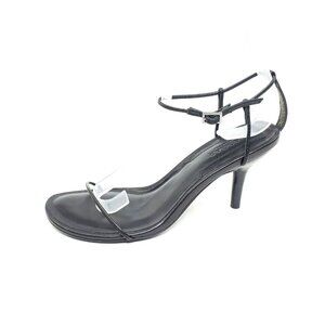 Jaggar Bare Heel Sandal Open Toe Ankle Strap Black Leather Womens EUR 37/US 6.5